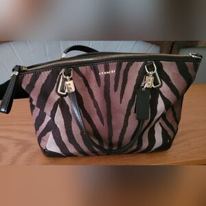 COACH Madison Kelsey Zebra-Print Tote in Brown and Black